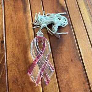 Vintage Lenox Lead Crystal Breast Cancer Ribbon w/Tassel Made in Czech Republic